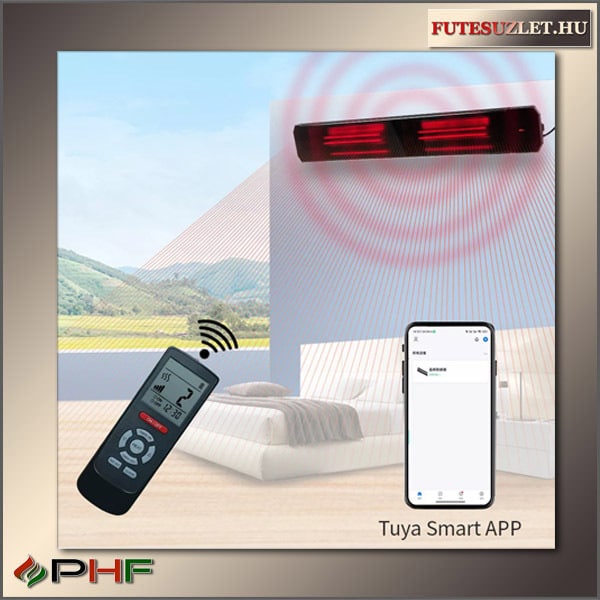 JH 22B infra üvegsugárzó, infra teraszfűtés, wifis termosztát