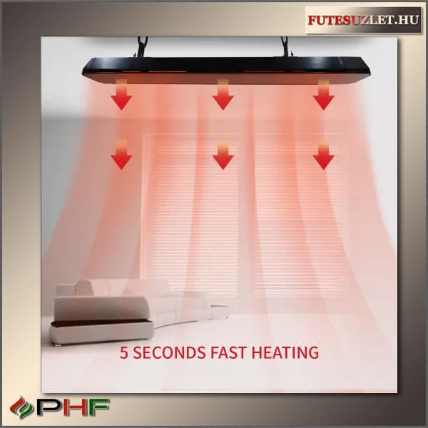 JH 22B infra üvegsugárzó, infra teraszfűtés lesugárzása